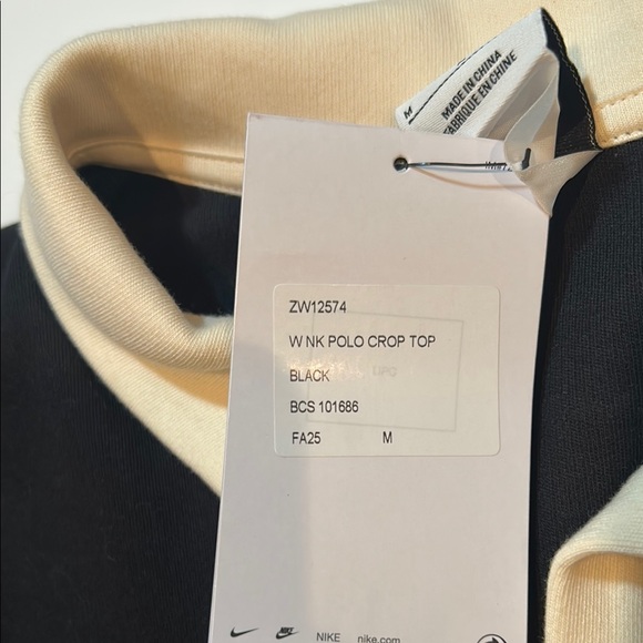 Nike Black and Cream Polo Crop Top Classic Design - Picture 3 of 4